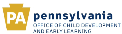 Pennsylvania Office of Child Development and Early Learning Logo: A gold keystone with "PA" inside.