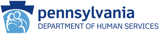 Pennsylvania department of human services logo showing an icon of a family inside a keystone
